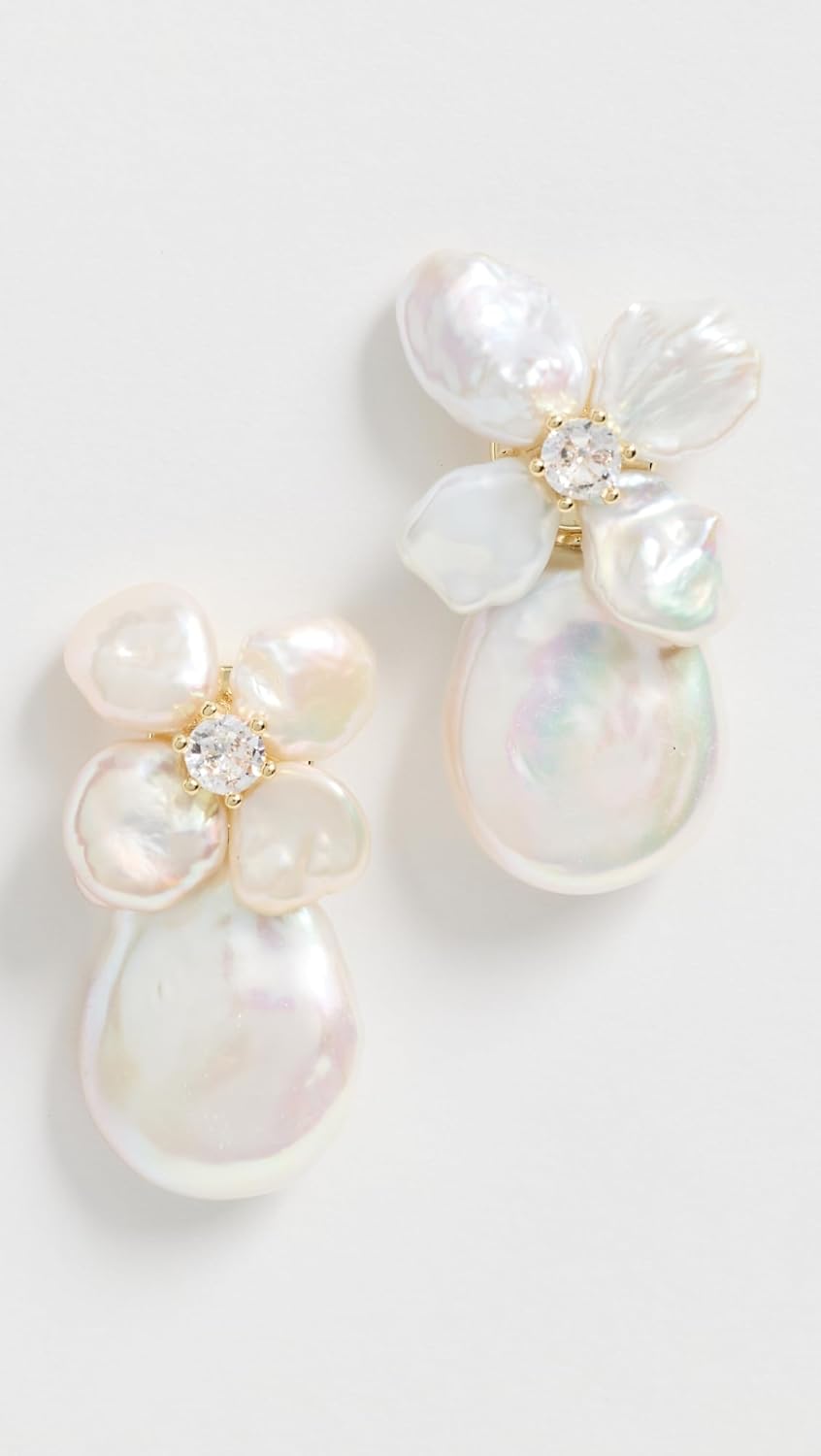 SHASHI Women's Fleur de Cleo Earrings, Gold/Pearl, One Size - Image 2