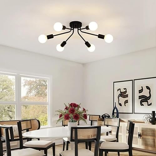 Image of Metal Nordic Pendant Lights Lamps Modern Ceiling Light Hanging Lamp Home Decor Chandelier.(Bulb Not Included) (153 /6 Light Black)
