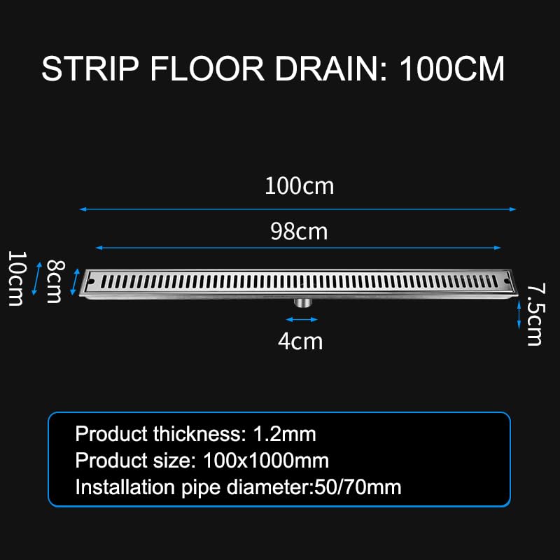Caniveau de douche premium en acier inoxydable de 100 cm de long - 3