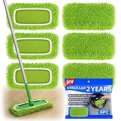 6PCS Reusable Microfiber Mop Pads Compatible with...