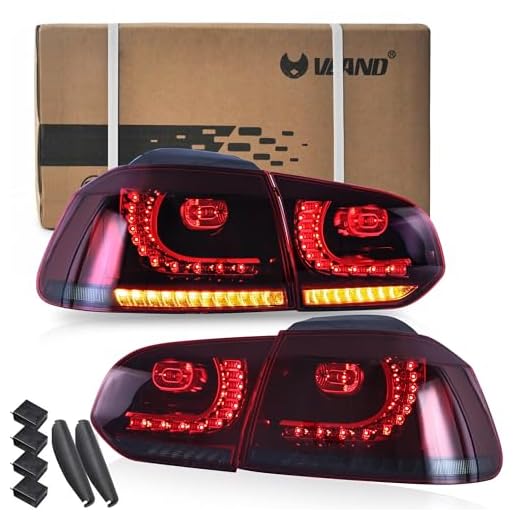 VLAND Luces Traseras Compatible con Luces Traseras LED GOLF6 / MK6 2008-2013 con Indicador de Secuencia de Intermitentes rojo Ahumado