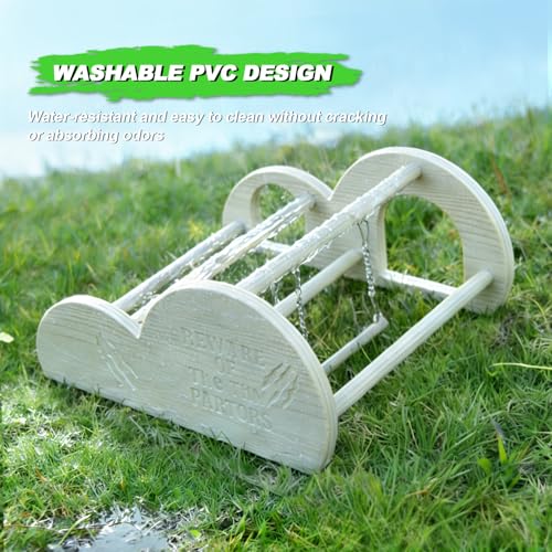 Image of Chicken Perch with Swing & Mirror, Waterproof PVC Roosting Stand for Hens Activity Gym for Chick Toys & Bantams, Durable Easy-Clean Coop and Brooder