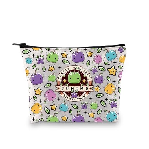 PLITI Bolsa de maquillaje para videojuegos, regalo para amantes de los videojuegos, mercancía acogedora para jugadores, Junimo Forest Spirit, regalo de Pelican Town, Forest Spirit Bagu, moda