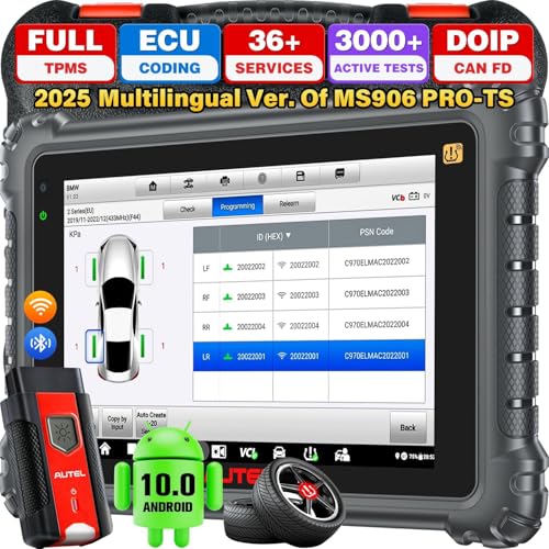 Autel Scanner MaxiCOM MK906 PRO-TS, 2025 MK906 PRO TS Up of MaxiSys MS906 PRO-TS MS906 PRO MP900TS MS906 MK908, Full TPMS Functions, ECU Coding, CANFD DOIP, 36+ Reset, 3K+ Bidirectional, Auto Scan 2.0