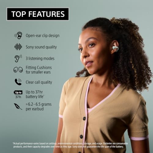 Sony LinkBuds Clip Open-Ear Truly Wireless Earbuds Clip-On Design, Green - image 3