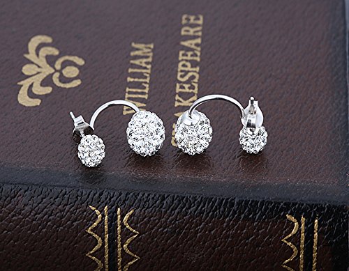 925 Sterling Silver Double Ball Earrings Jacket Front Back 2 in 1 Stud Earrings4