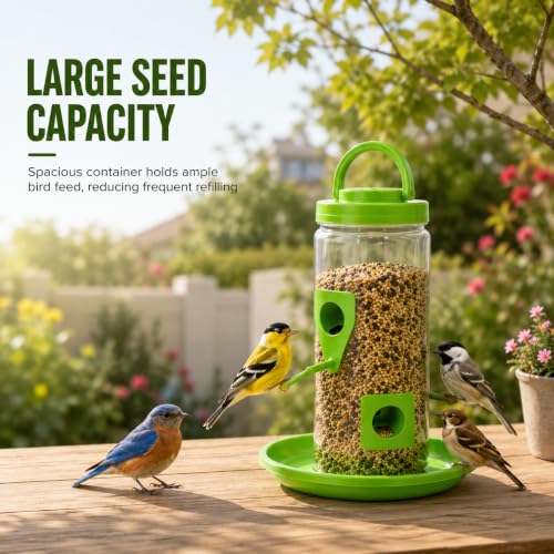 Image of Hanging Bird Feeder for Outdoor Garden| Balcony & Terrace | Lime Green