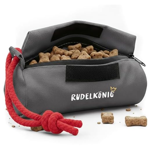 Rudelkönig Futterbeutel für Hunde - Apportierdummy zur Hundeerziehung - Robuster Trainingsdummy für Leckerlies (Grau)