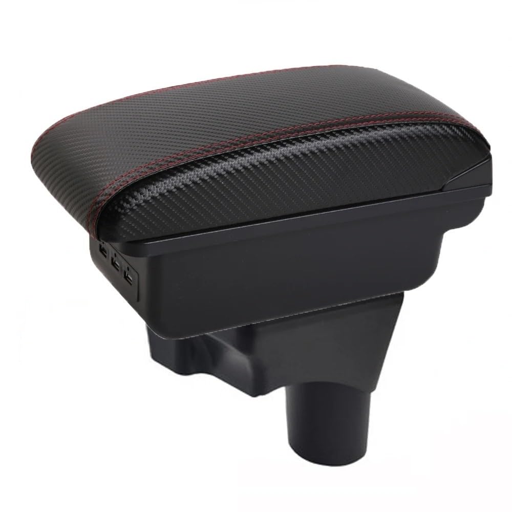 UMDJJU For Sunny For March For Micra Car Armrest Box Accessorie Storage Parts Dedicated Interior Retrofit Elbow Support For Drivers Car Centre Console Armrest Box(A-3USB-Red Line)