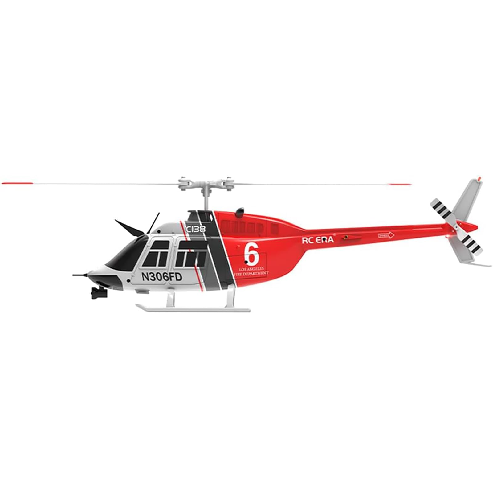 Helikopter RC C138, zdalnie sterowany model śmigłowca w skali 1/30 2.4G 6CH bez lotek, 6-osiowy żyroskop RC z optycznym pozycjonowaniem przepływu,Red,3 Battery