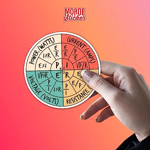 Ohms Law Sticker Funny Ohms Law Pie Chart Electrical Electronics Engineer Vintage Decal Die-Cut Waterproof Vinyl Sticker for Hard Hat Laptop Water Bottle Phone Case Cars Stickers Decor Decal Gift Idea