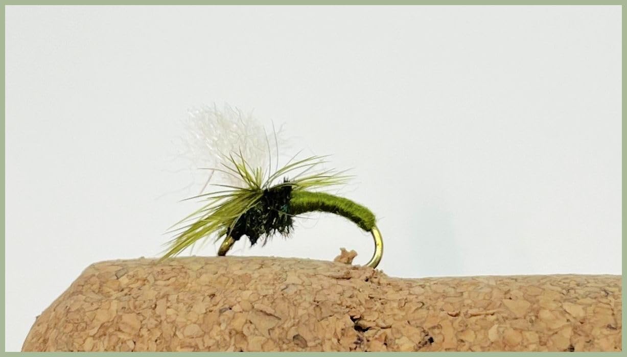 Barbless Olive Parachute Dry Flies - choice of size and quantity, Best Emerger Flies, Parachute flies (3, 16)