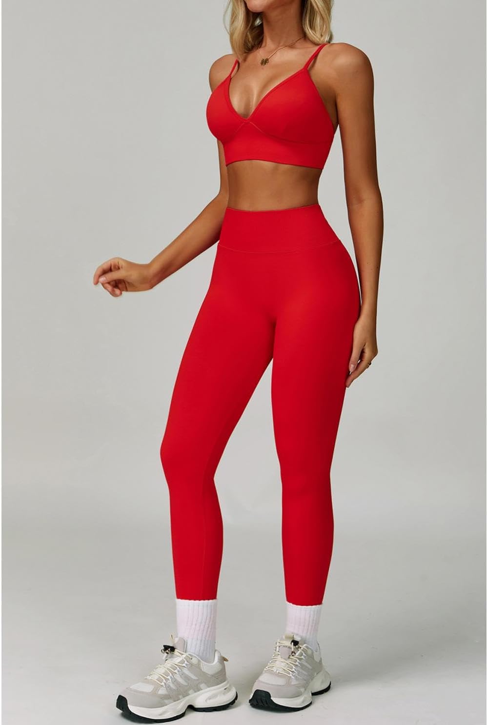 Workout Sets for Women 2 Piece Backless Strappy Sports Bra Seamless Leggings Matching Set Yoga Outfits