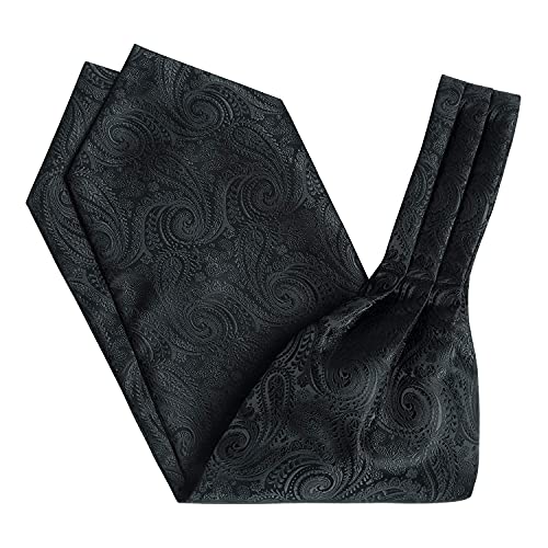 Image of HISDERN Ascot Ties for Men Paisley Floral Ascot and Pocket Square Set Classic Self Tie Mens Cravat Handkerchief for Wedding