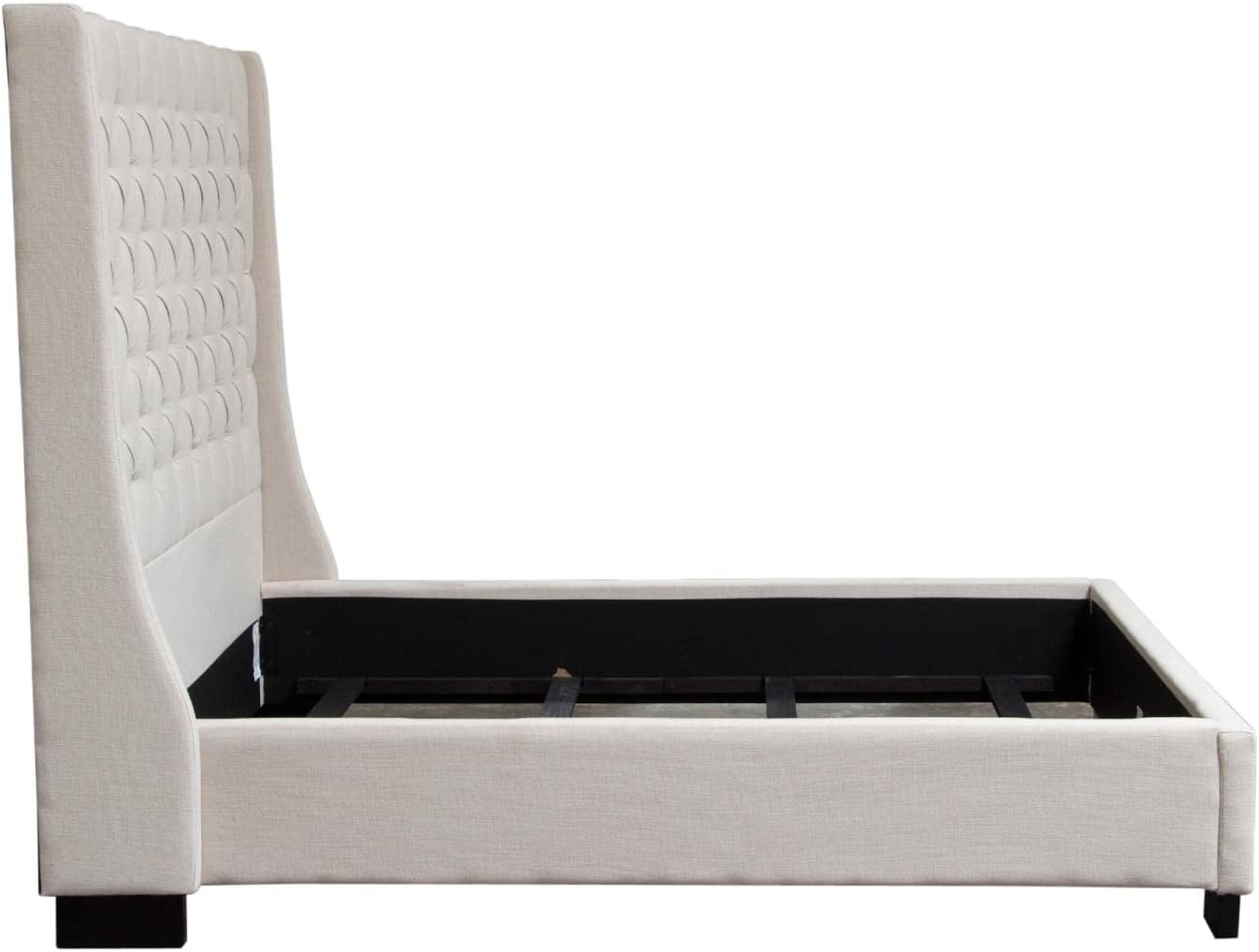 Diamond Sofa Park Avenue Eastern King Tufted Bed with Vintage Wing in Desert Sand Linen