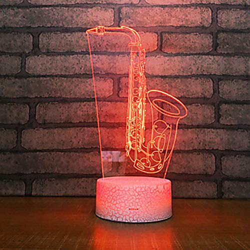 Lámpara de noche 3D saxofón con cambio de color táctil miniatura 3