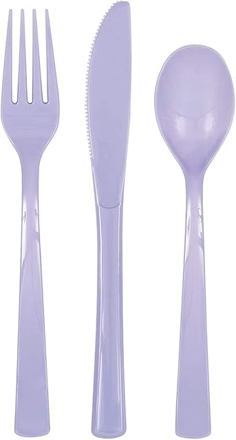 Unique Party 39486 Plastic Cutlery Set, Lavender, Pack of 18