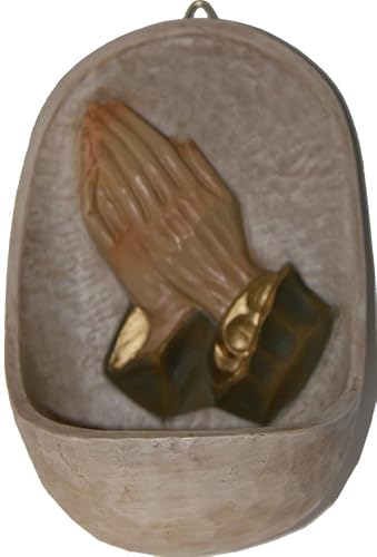 FADEDA Hervidor de agua bendita 'manos rezando'/altura: 12 cm/pintado a mano/detallado belén figuras - decoración de mesa de Navidad cuna accesorios