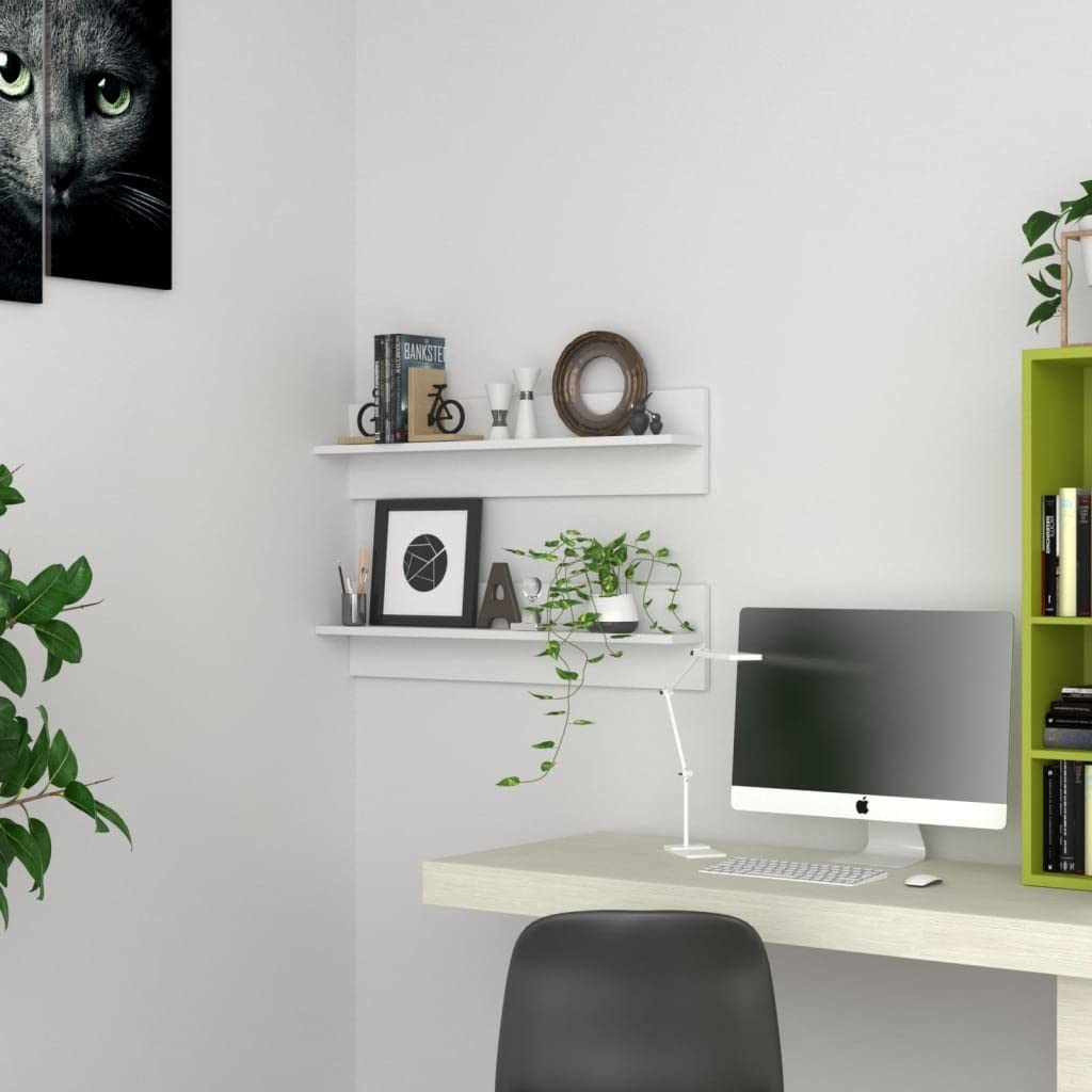 Juego de 2 estanterías de pared, 80 x 11,5 x 18 cm, material de madera, moderno diseño flotante, estantes robustos para pared en el salón, oficina o pasillo