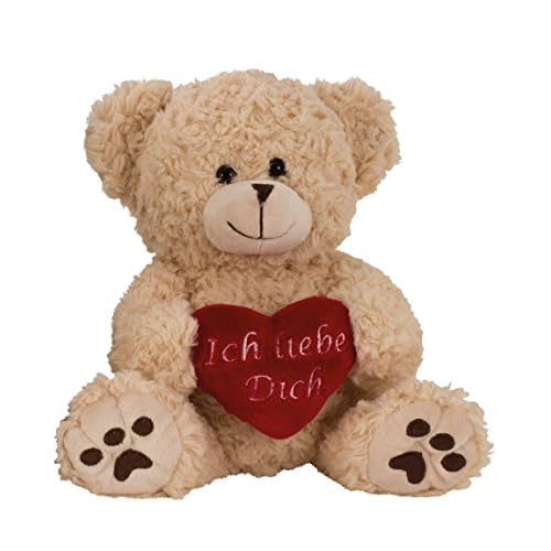 Geschenkestadl Plüschtier Bär in Creme Weiss ca. 25 cm mit rotem Herz Ich Liebe Dich Kuscheltier Stofftier Teddy