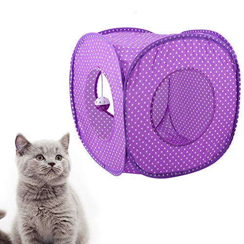 Cama de túnel para gatos, brinquedos de playground de tubo grande, barraca dobrável com pontos de ga