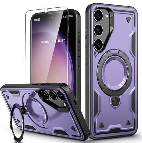 Image of for Samsung Galaxy S23 Case Magnetic with stand, with Mag-Safe, with Screen Protector, Wireless Charging, Shockproof for Samsung S23 5G Phone Case, Ring Holder Phone Cover, for Samsung S23
