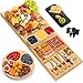 Bamjour Bamboo Cheese Board and Knife Set: Extra Large Luxury Charcuterie Boards Set & Accessories & Smiley Round Plate - Unique Wedding Gift and Housewarming Gifts