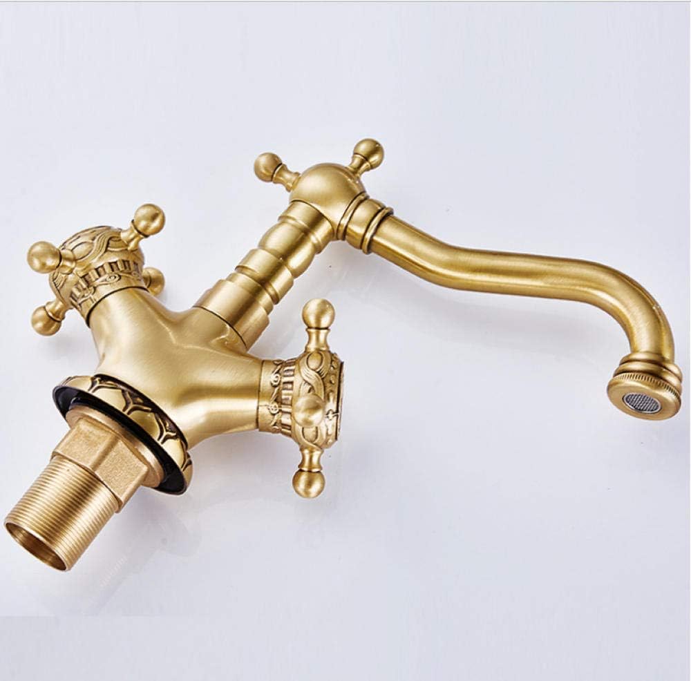 Rubinetto miscelatore in ottone anticato con due maniglie, stile vintage per bagno e cucina
