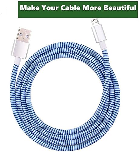 Image of Spiral Cable Protector, Data Cable Protective Sleeve, Headphone Saver, Charger Protective Cover, Wire Repair /Strain Relief Cable Wrap Tube for USB Data Cable Headphone Cable (Blue+purpal)