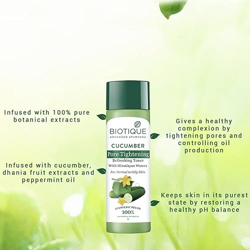 Miniatura 3 de Biotique Bio Pepino Tónico Apretante de Poros con Aguas del Himalaya para Piel Normal a Grasa -120 ML 4.06Fl.Oz. I Help from Harmful Effects of Sun