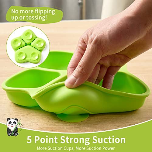 Heytuya 4 Pack Suction Plates For Baby & Toddler, 100% Food-Grade Silicone, 4 Large Divided Design, Microwave & Dishwasher Safe #TOP2