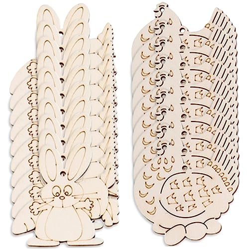 NUOBESTY Addobbi Pasquali Pulcini Coniglietti 20 Pezzi Trucioli Di Legno Vuoti Decorazione Di Carote Pasquali Per Progetti Artistici