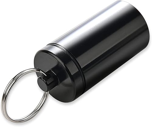 FULLGUEEN - Llavero portátil para pastillas, aleación de aluminio, impermeable, para bolsillo de bolso, pequeño pastillero diario para viajes al
