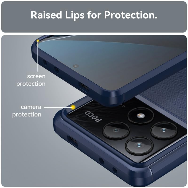 Image of Hybrid Carbon Fiber Back Case for Poco X6 Pro (Blue)