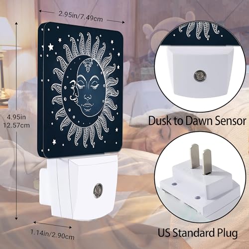 Image of Vintage Sun Moon Night Light, Dusk to Dawn Smart Sensor Nightlight for Bedroom Bathroom Kitchen Hallway Stairs Hallway, Plug-in, Energy Efficient Decor Desk Lamp Gifts