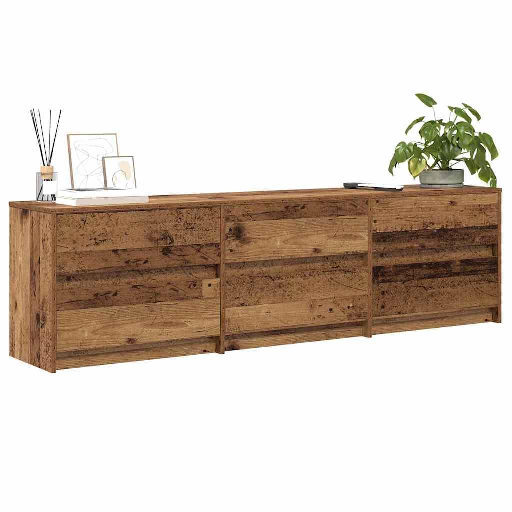 Rustykalna szafka pod telewizor brązowa, 180 x 34 x 50 cm, drewniana podstawka pod telewizor do salonu, centrum rozrywki z drzwiami przesuwnymi, konsola TV do sypialni, uniwersalna szafka na