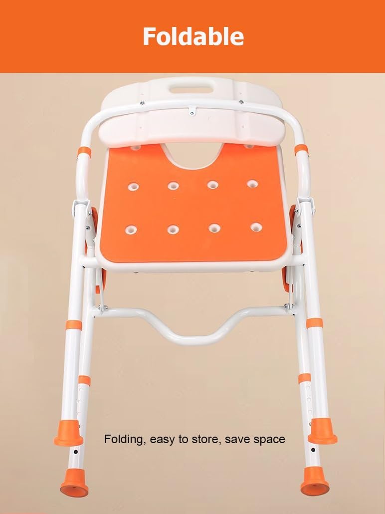 Silla de Ducha Plegable for Personas Mayores y discapacitadas, Asiento de baño Plegable con Respaldo extraíble, sillas de baño Plegables y Ajustables en Altura.(A)