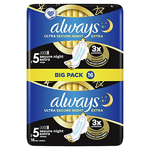 Always - Secure Night Damenbinde Extra Protect mit Flügeln - 16 Stücke – Ansicht 1