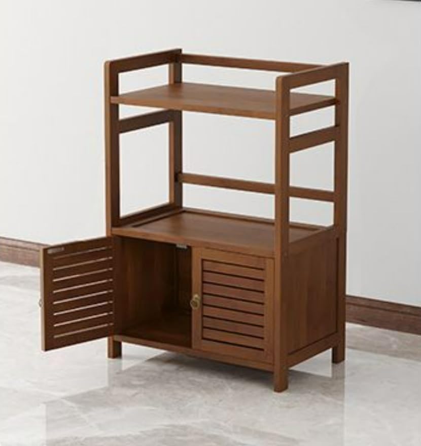 Armoire de cuisine en bois massif marron 52cm avec range-bouteilles