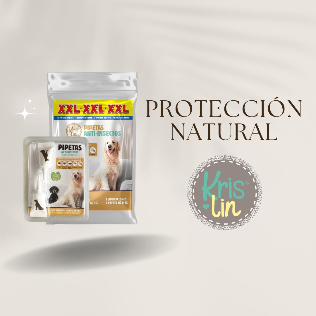Pack de 24 Pipetas Anti-Insectos para Perros con Margosa, Geraniol y Lavandino | contra Pulgas, Garrapatas, Mosquitos y flebótomos | Único | 1,5 ml