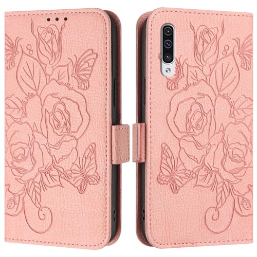 Ochronne etui na telefon Samsung Galaxy A50/A30S/A50S, etui z portfelem, wąskie etui z klapką ze skóry PU, odporne na wstrząsy etui ochronne z uchwytami na karty + pasek na nadgarstek, pełna osłona