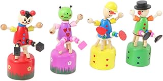 Toyvian 4pcs Clown Doll Ornament Car Dashboard Decorations Clown Dashboard Decorations Wood Clown Model Animal Finger Puppets Swing Finger Puppets Push Puppets Wooden Crown Child Statuette