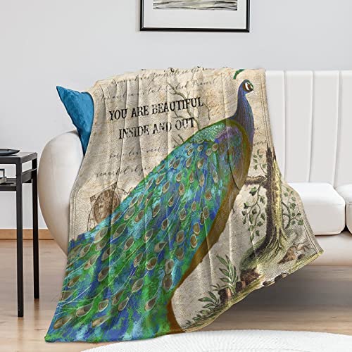Couverture canapé paon rustique pour cocooning au salon en hiver