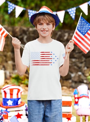 Image of BesserBay Unisex Kids July 4th Amarican Flag Top Patriotic Funny T-Shirt 6-14 Years