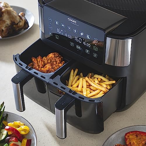Cooks Professional 8 Litre Dual Digital Air Fryer with Double Twin Basket & Glass Windows | Stainless Steel Energy Saving Instant Fryer with Double Drawers & Preset Functions | 8L Capacity (XL) - Image 5