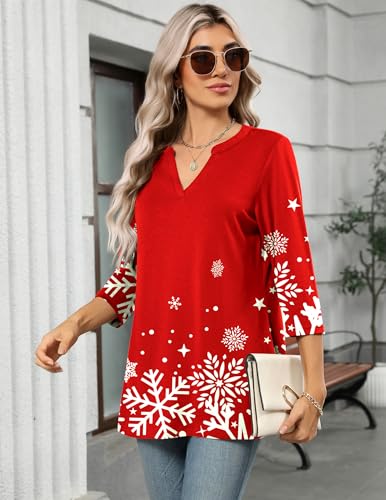 Image of Zeagoo Womens 3 /4 Length Sleeve Tops V Neck Tunic Dressy Casual Blouse