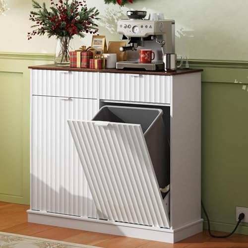WLIVE 2 * 10 Gallon Double Tilt Out Trash Can Cabinet,...
