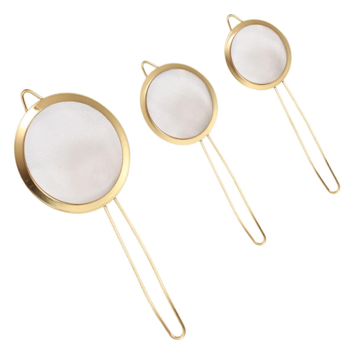Colador de Malla Fina de Acero Inoxidable Dorado 3 Piezas