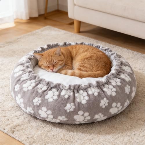 Housse de lit ronde pour chien et chat lavable en polyester - 3