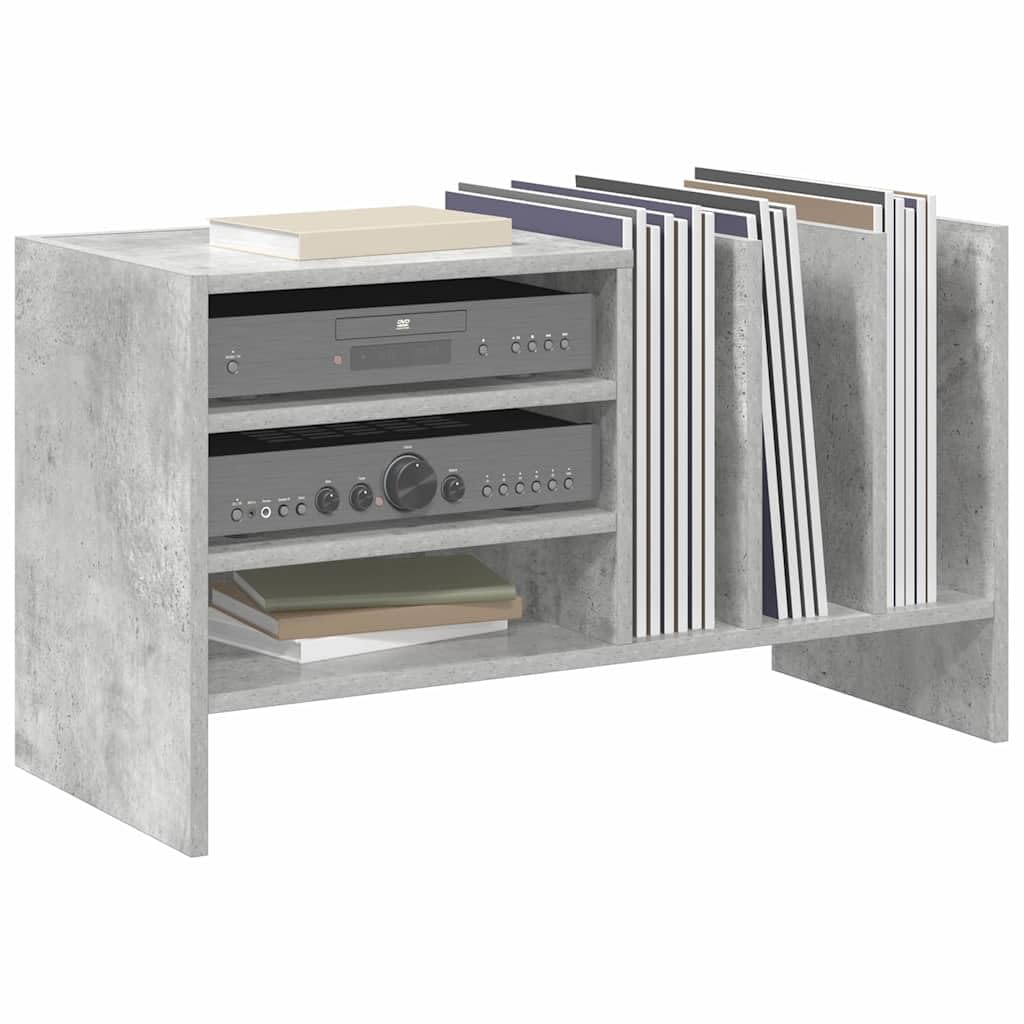 Armadio per dischi in vinile, grigio cemento, 78,5 x 35 x 45 cm, moderno scaffale per LP in legno con 6 scomparti, elegante portariviste e porta dischi per il soggiorno